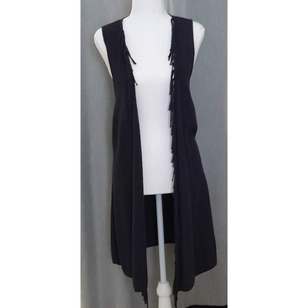 ZOZO Navy Blue Fringe Long Vest Topper Size L